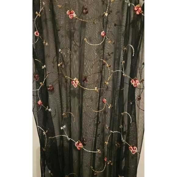 Hers & Mine Sheer Floral Embroidered Dress  Mesh Maxi Sexy Medium Swimsuit Cover - Picture 5 of 8